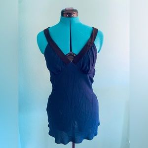 Navy/Black Silk Tank Top